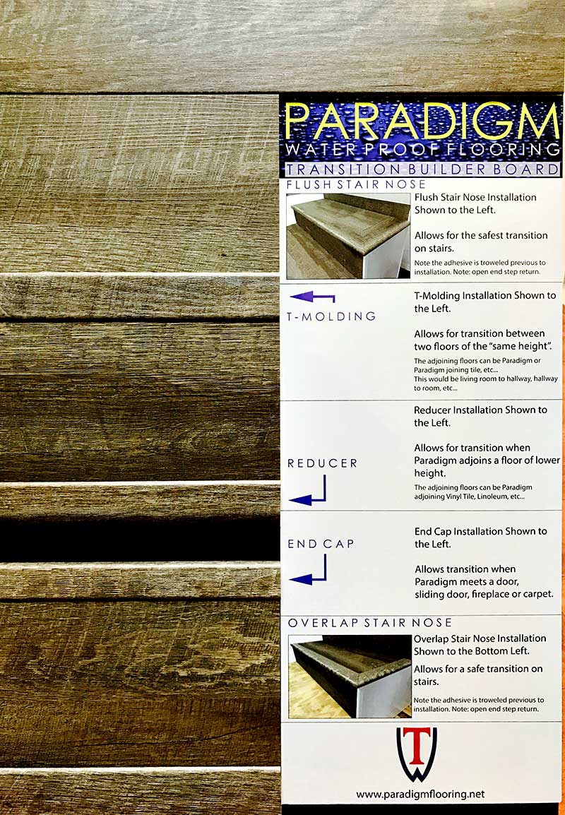Paradigm Water Proof Flooring Transition Builder Board Flush Stair